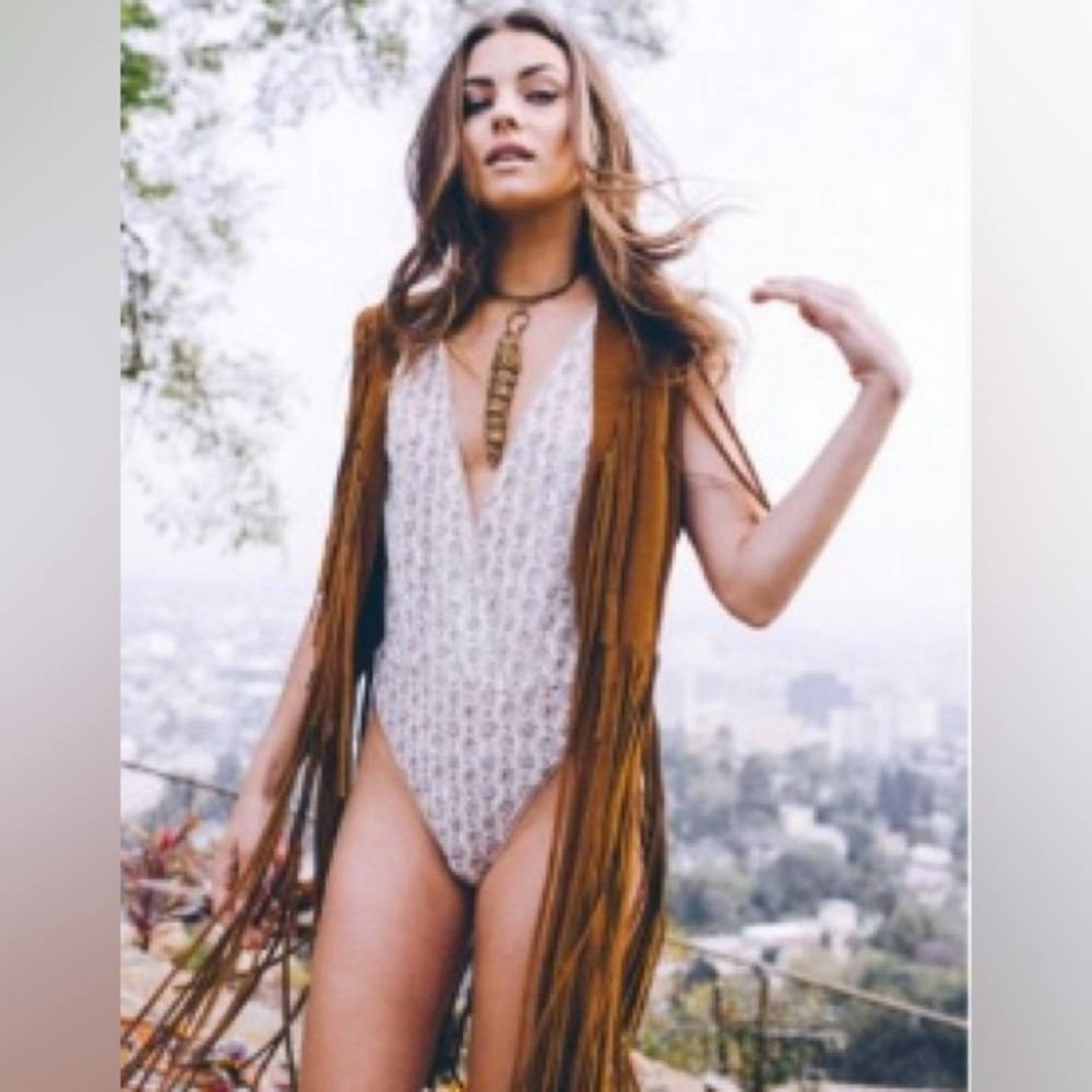 Daydream Nation Strangers in the Night bodysuit floral plunge lace XS NEW